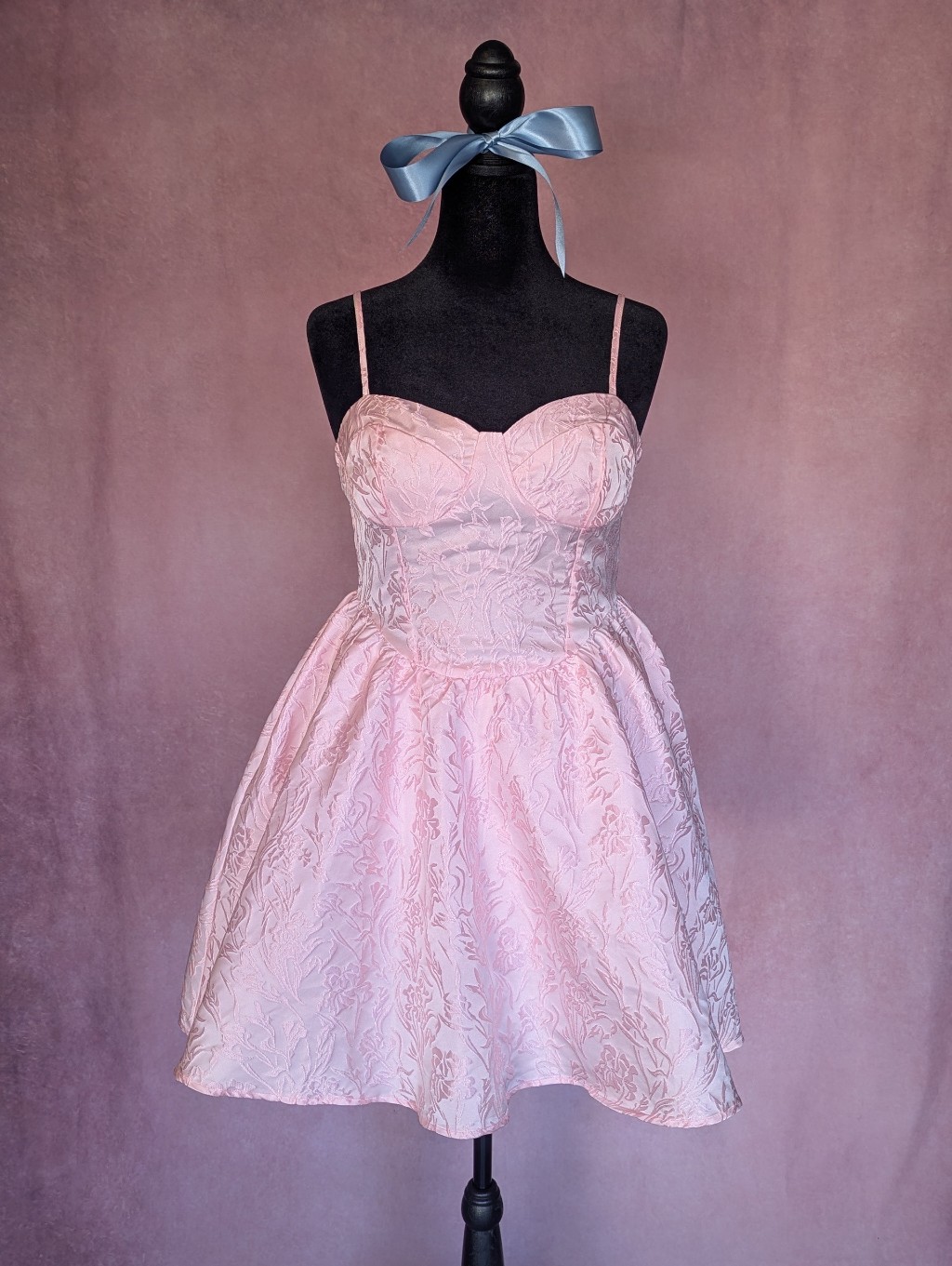 Shein Mod Pink Jacquard Bustier Cami Dress